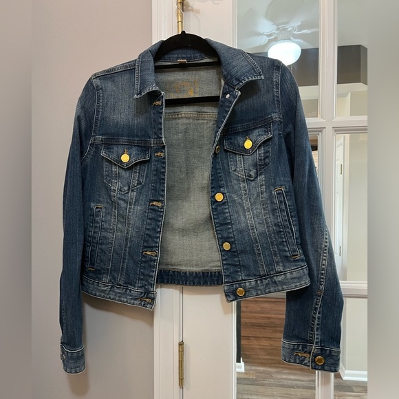 Michael Kors Dark Blue Jean Denim Jacket with Gold Accents Size S EUC - Picture 3 of 10